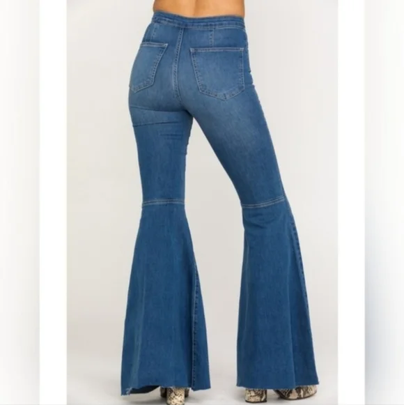 New Free People Float On Flare Wide Flare High Rise Jeans Size 26 - Picture 3 of 14